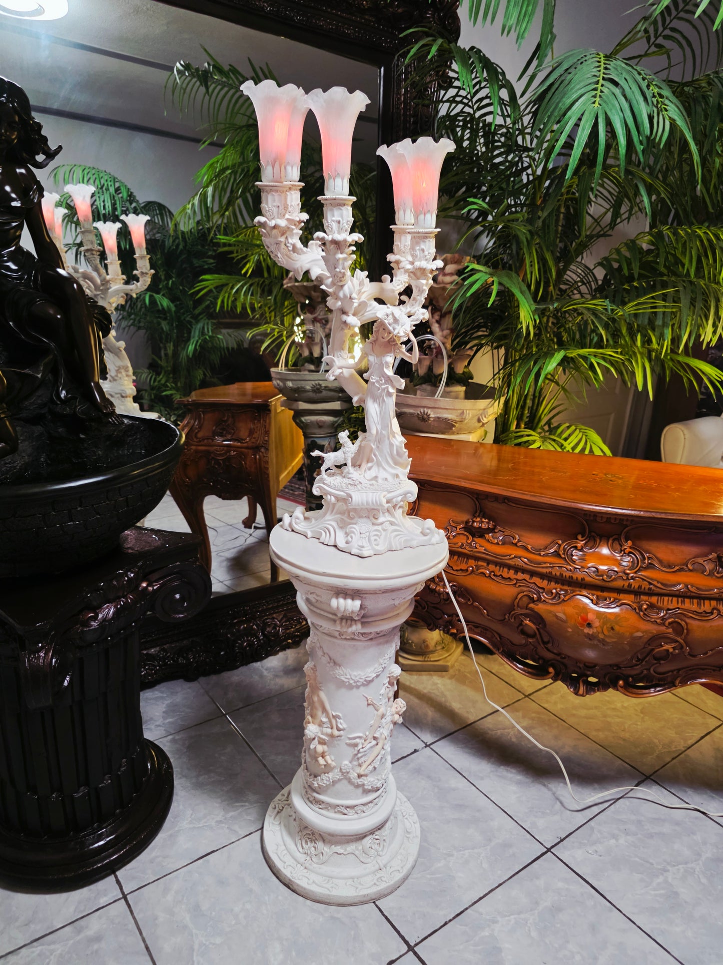 Par de Lamparas con Dos Pedestales – Elegancia Ceremonial Atemporal 🔮🌟