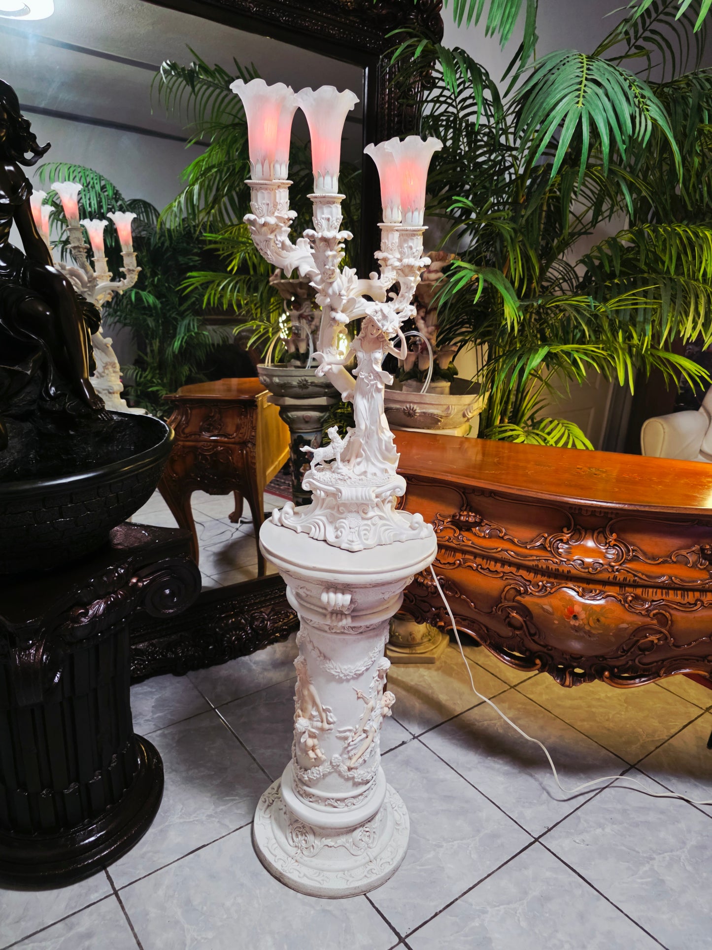 Par de Lamparas con Dos Pedestales – Elegancia Ceremonial Atemporal 🔮🌟