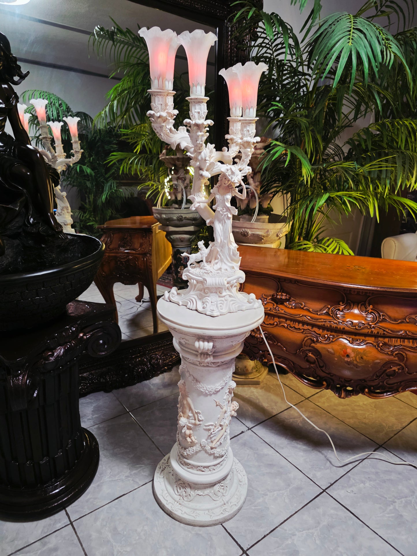 Par de Lamparas con Dos Pedestales – Elegancia Ceremonial Atemporal 🔮🌟