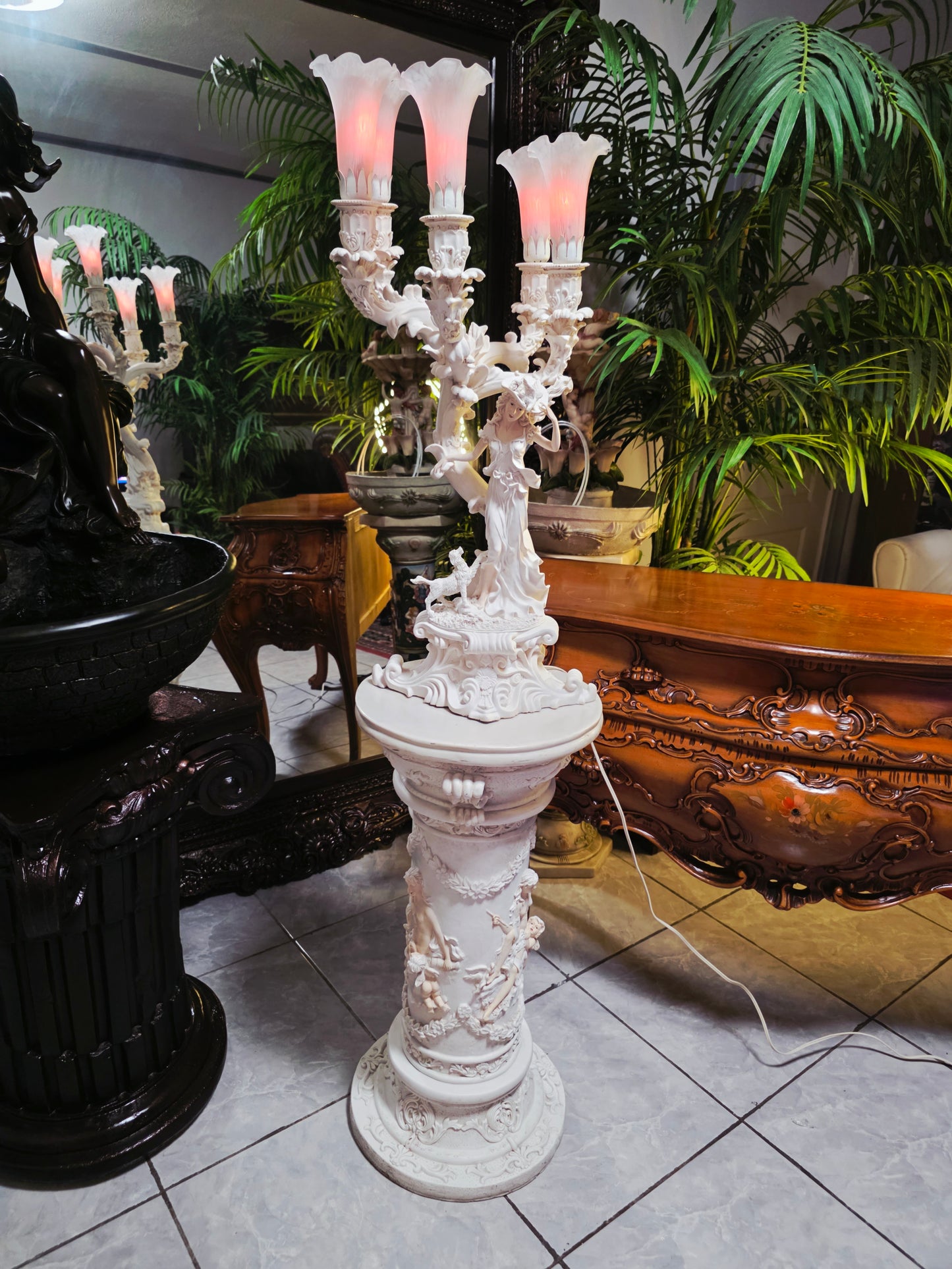 Par de Lamparas con Dos Pedestales – Elegancia Ceremonial Atemporal 🔮🌟
