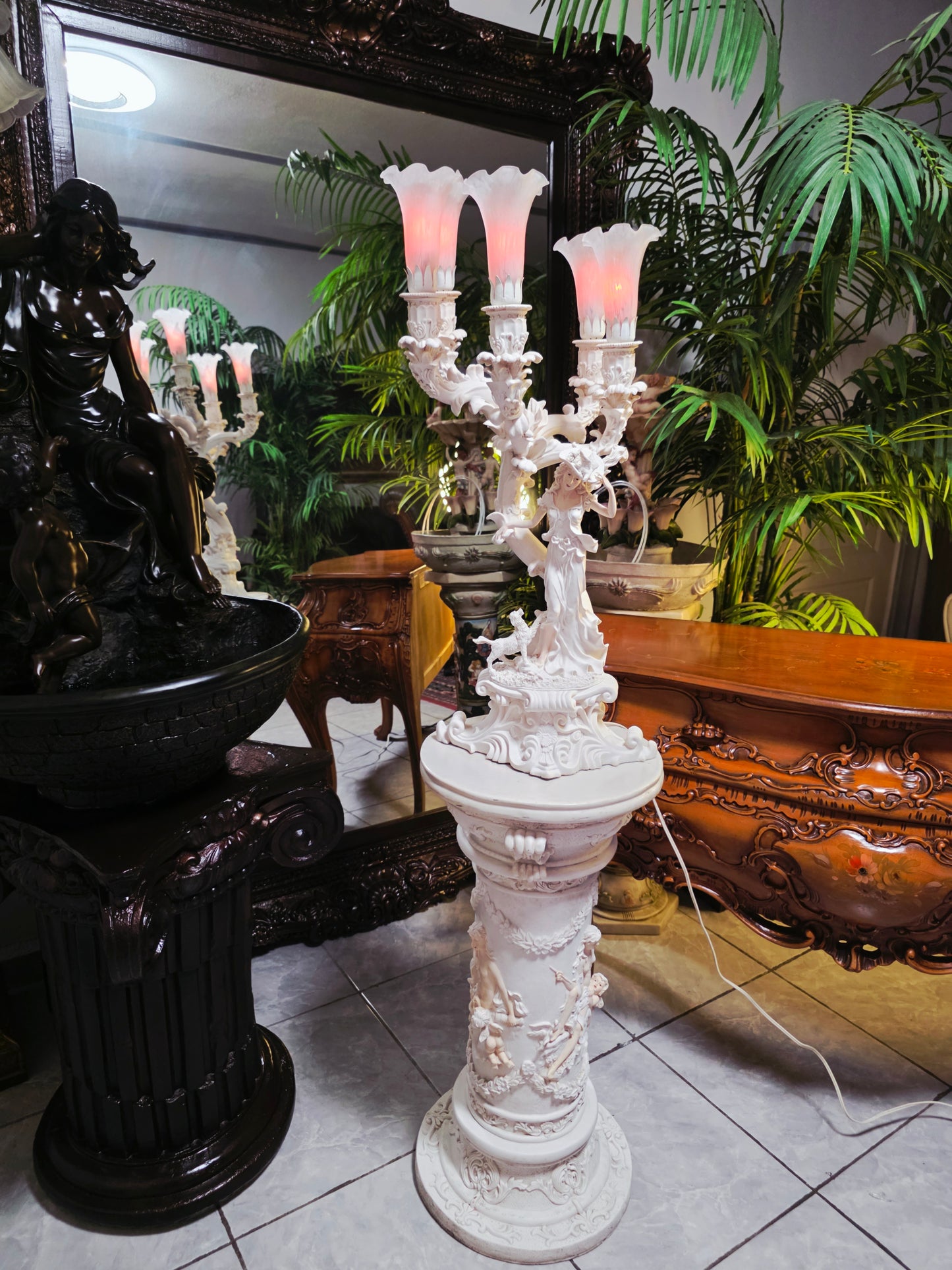 Par de Lamparas con Dos Pedestales – Elegancia Ceremonial Atemporal 🔮🌟