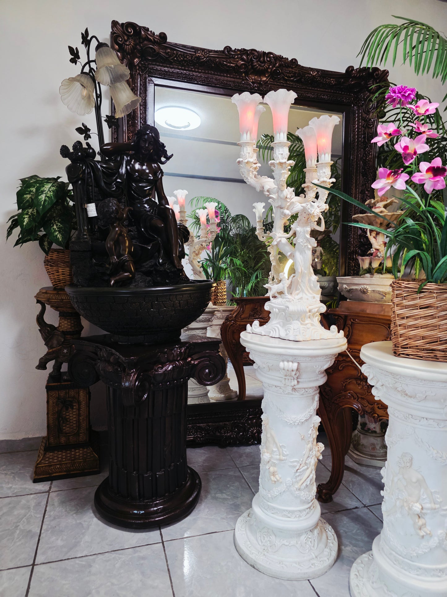 Par de Lamparas con Dos Pedestales – Elegancia Ceremonial Atemporal 🔮🌟