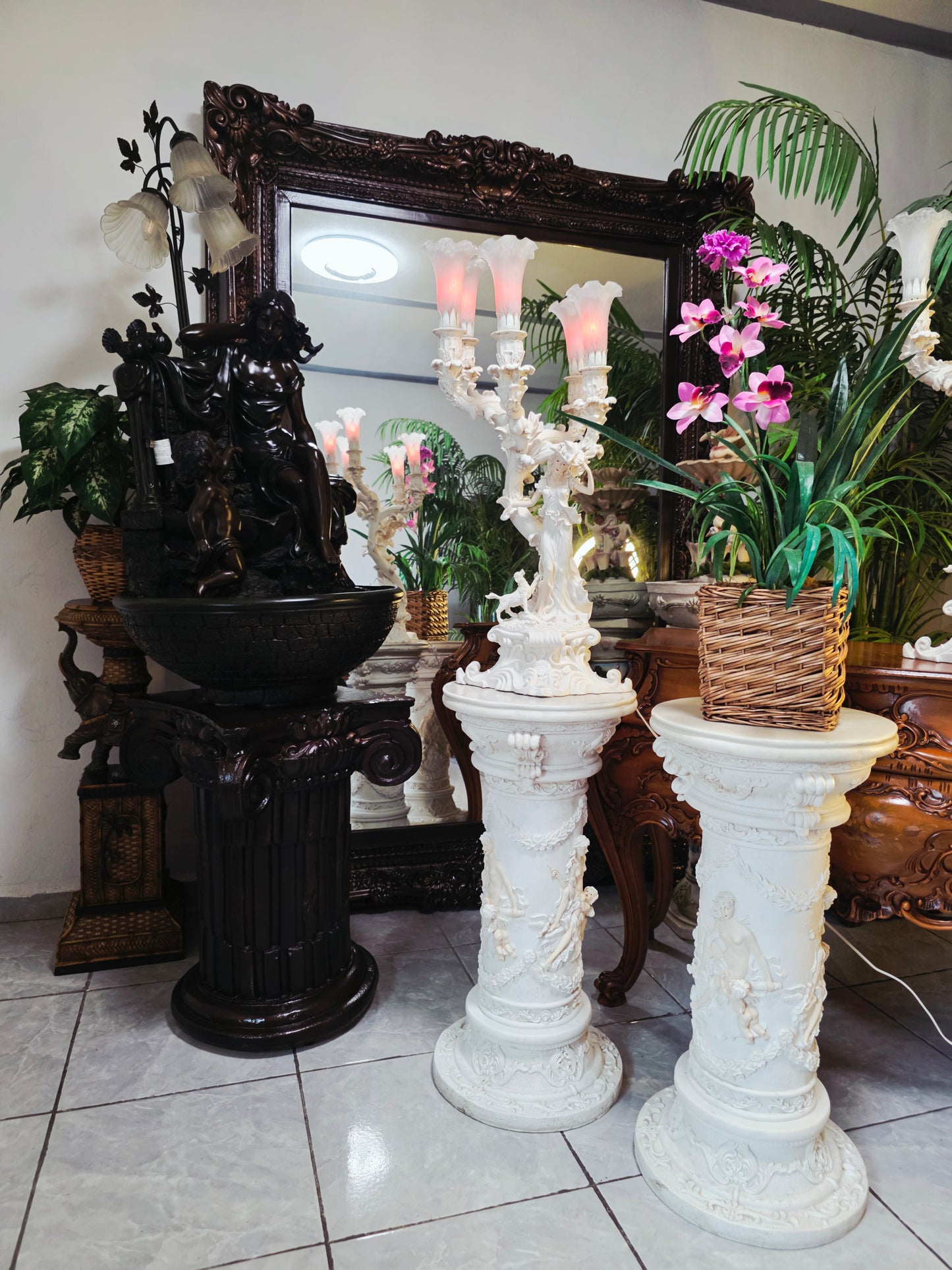 Par de Lamparas con Dos Pedestales – Elegancia Ceremonial Atemporal 🔮🌟