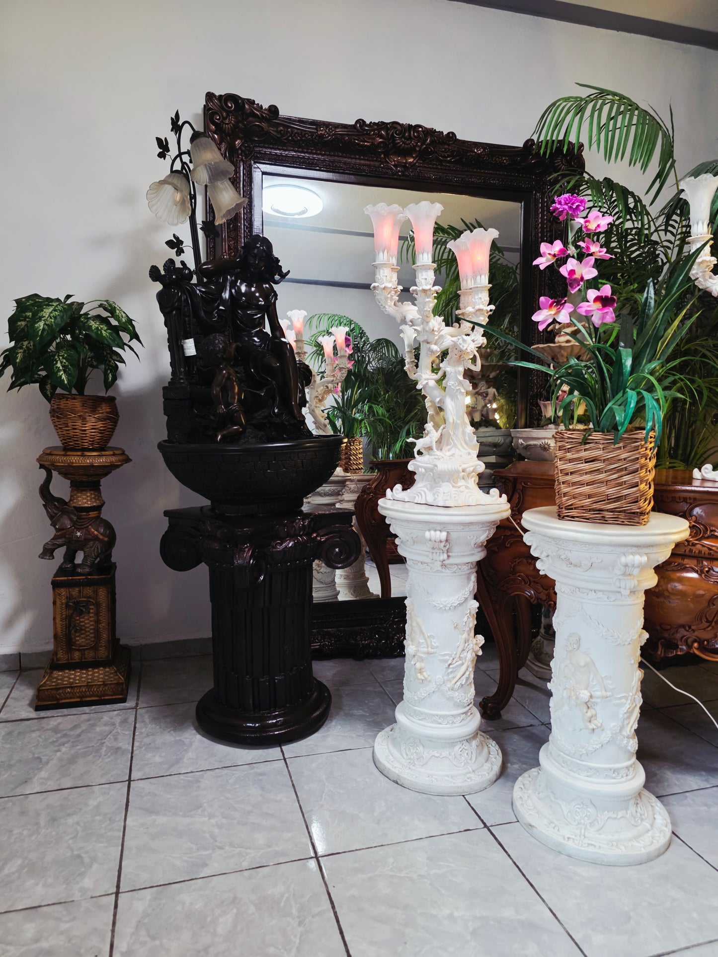 Par de Lamparas con Dos Pedestales – Elegancia Ceremonial Atemporal 🔮🌟