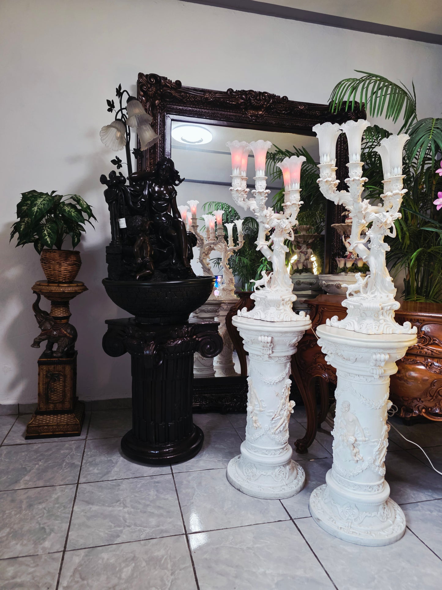 Par de Lamparas con Dos Pedestales – Elegancia Ceremonial Atemporal 🔮🌟