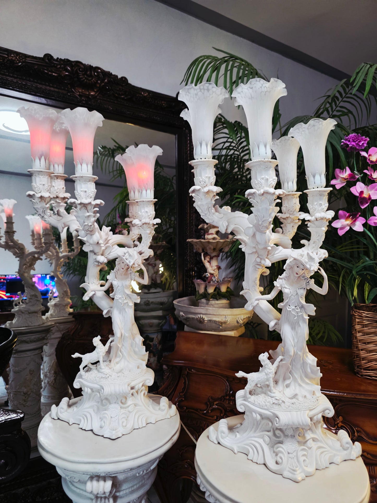 Par de Lamparas con Dos Pedestales – Elegancia Ceremonial Atemporal 🔮🌟