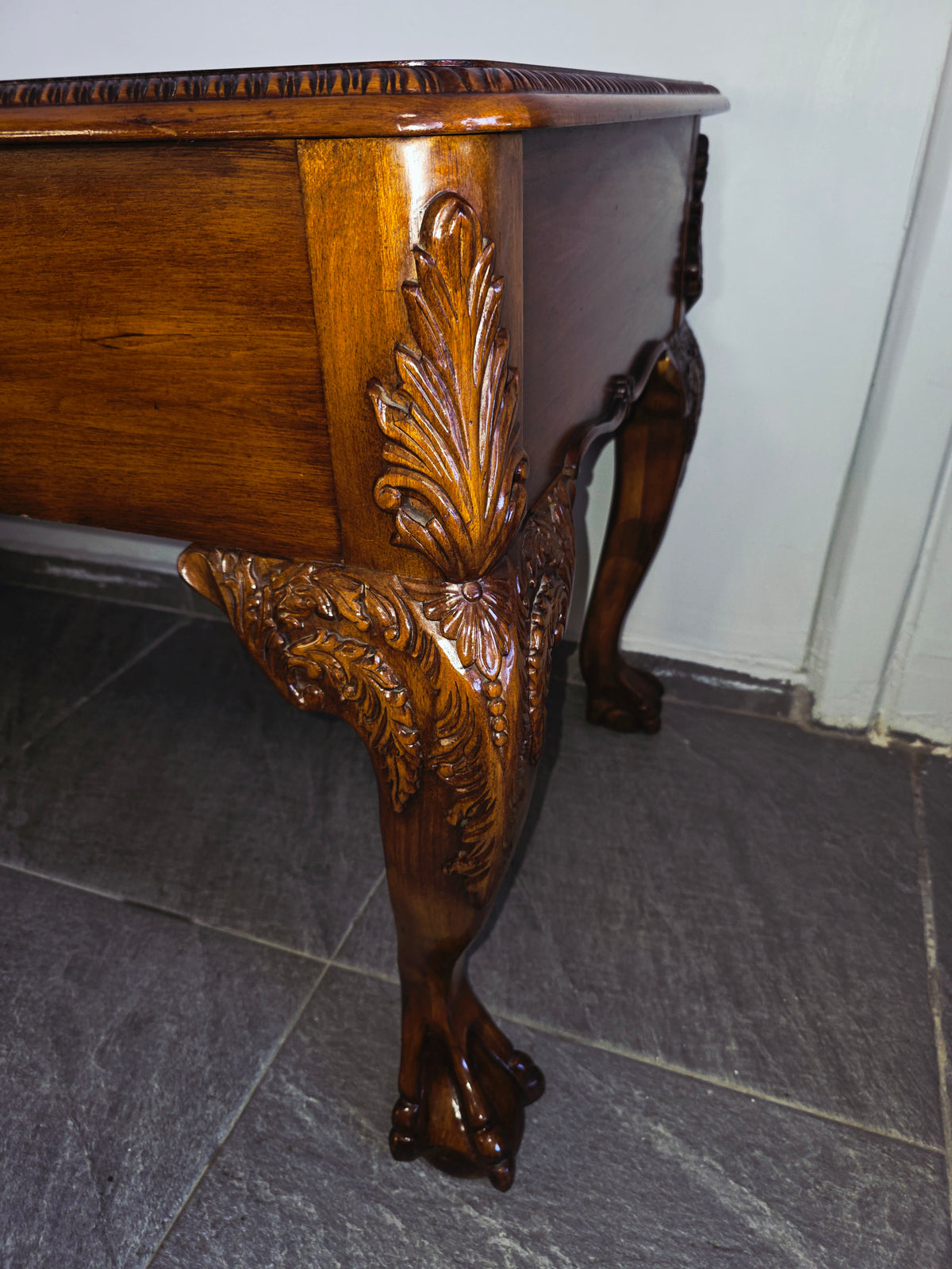 Chippendale Style Walnut Desk with Glass Top 🪶⚜️🕊️