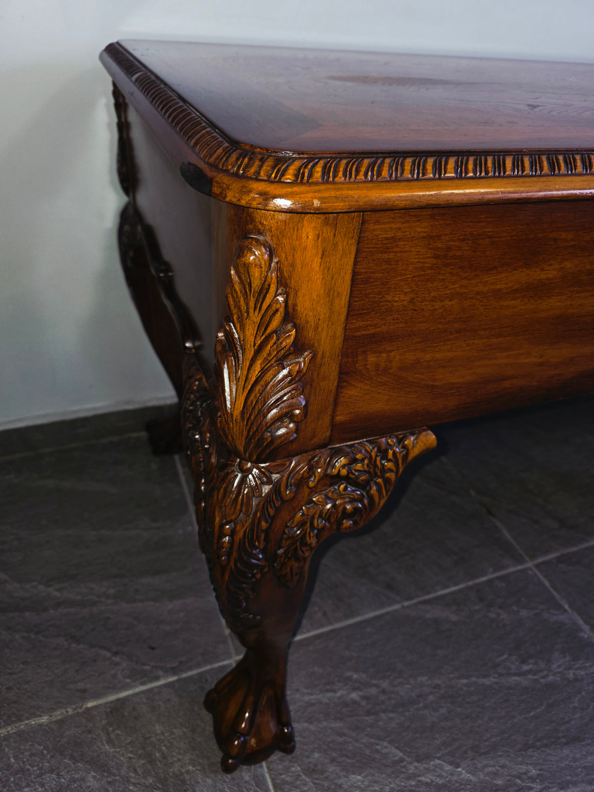 Chippendale Style Walnut Desk with Glass Top 🪶⚜️🕊️