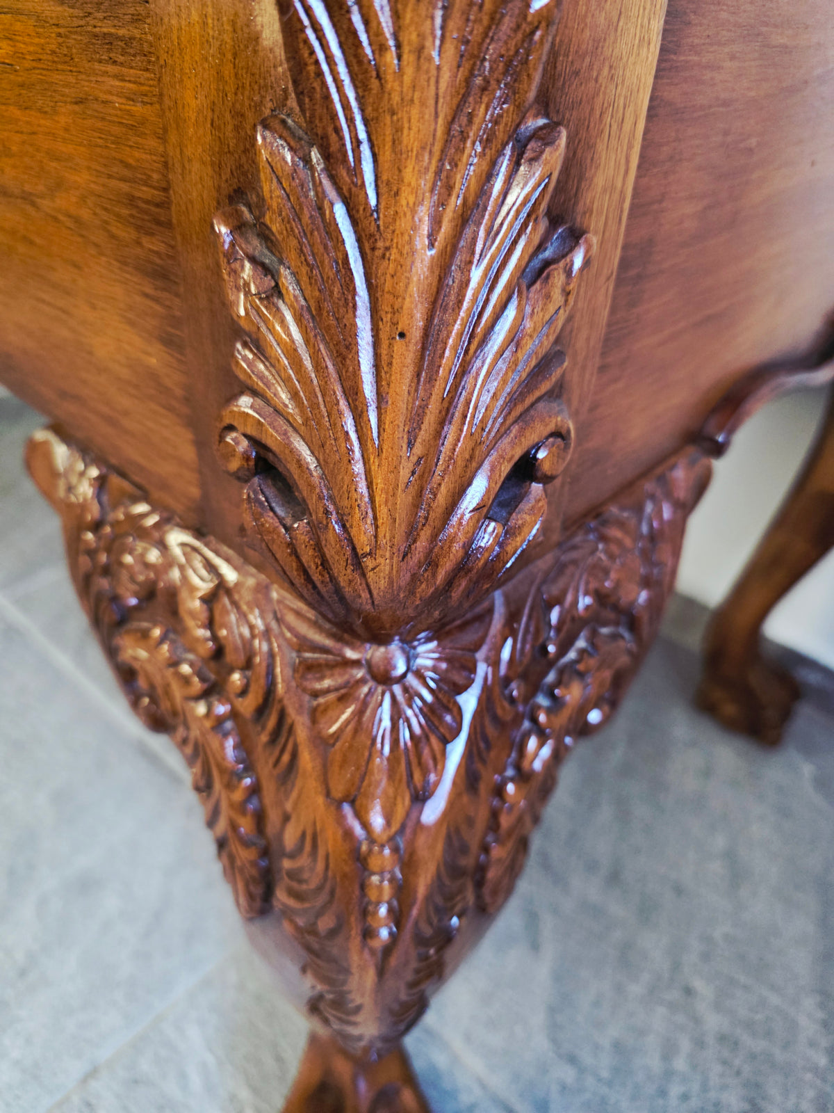 Chippendale Style Walnut Desk with Glass Top 🪶⚜️🕊️