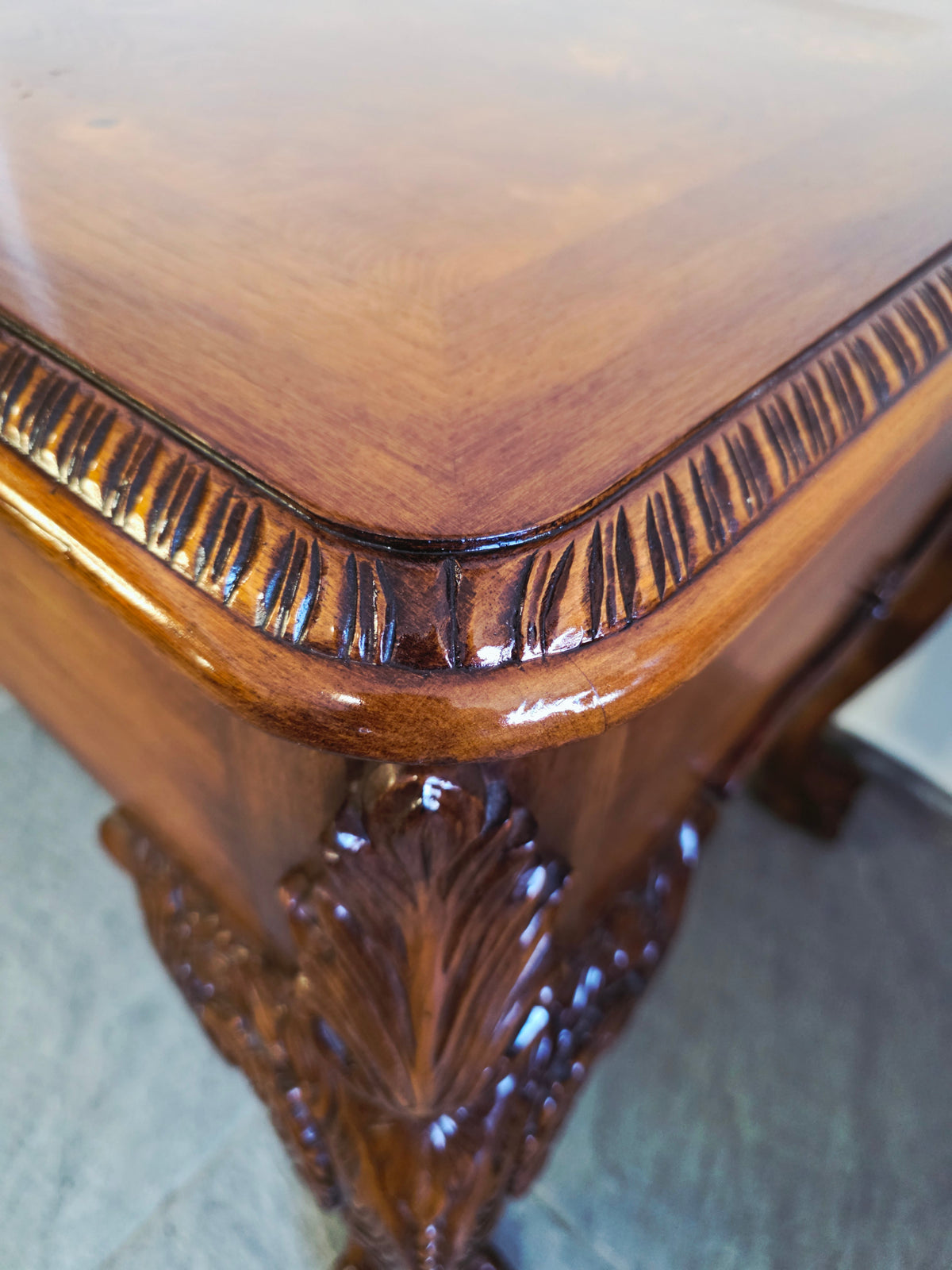 Chippendale Style Walnut Desk with Glass Top 🪶⚜️🕊️