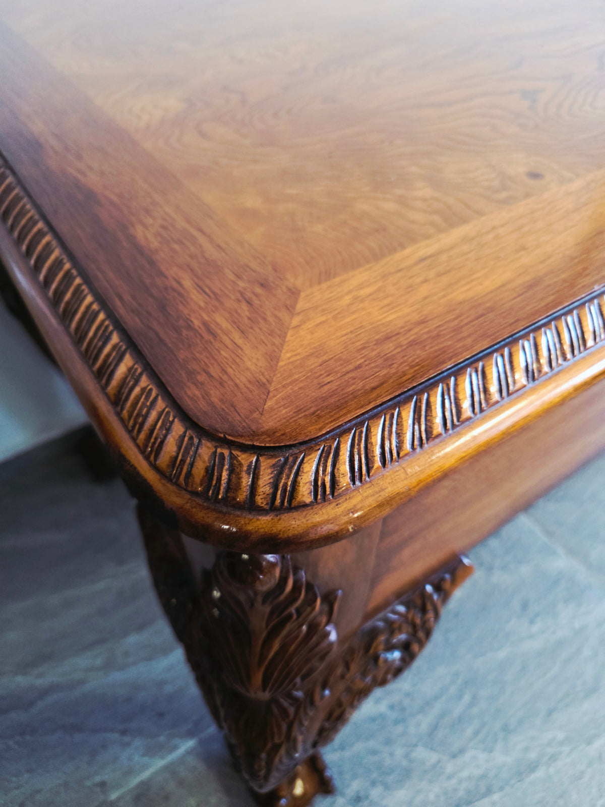 Chippendale Style Walnut Desk with Glass Top 🪶⚜️🕊️