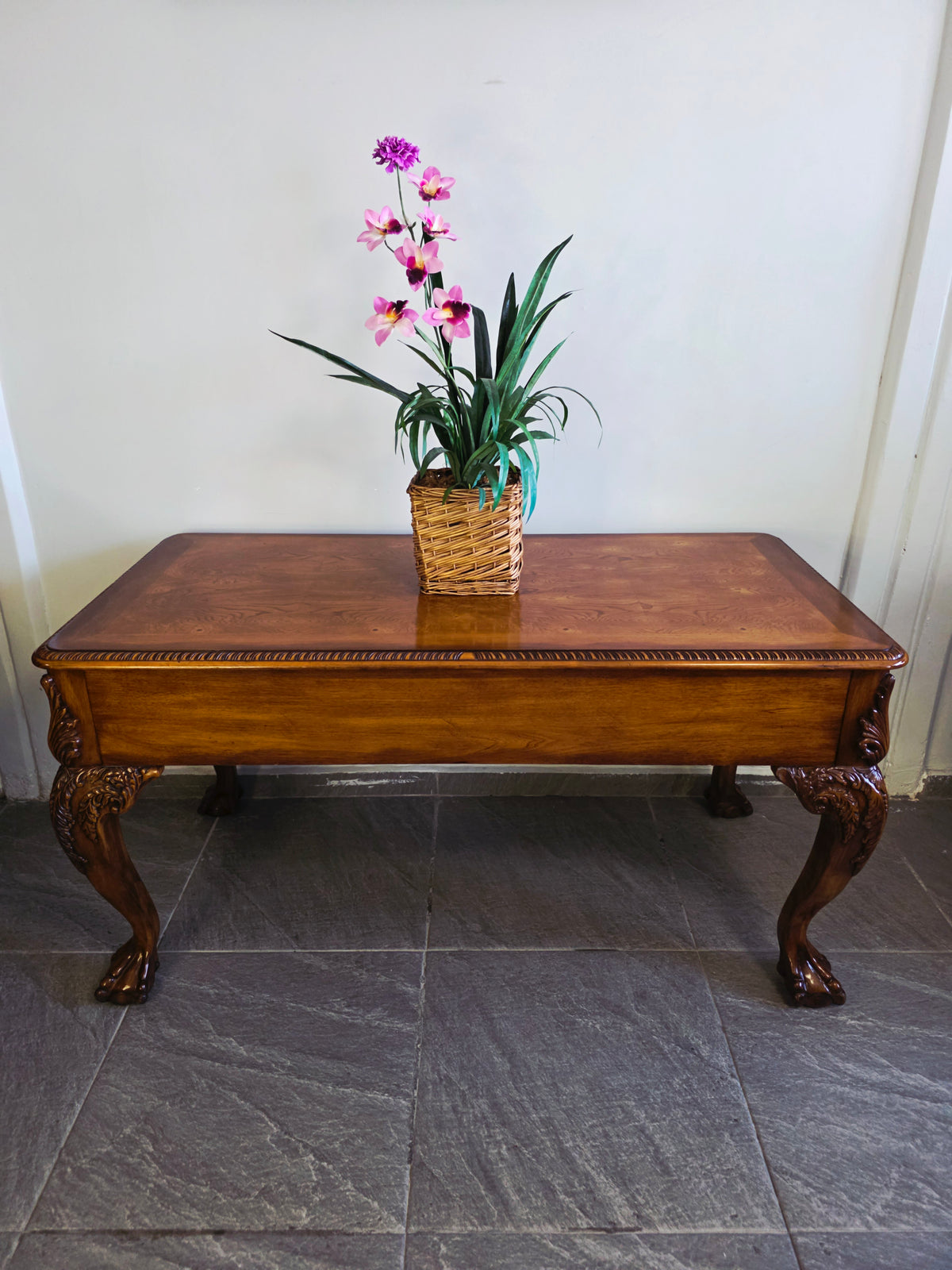 Chippendale Style Walnut Desk with Glass Top 🪶⚜️🕊️
