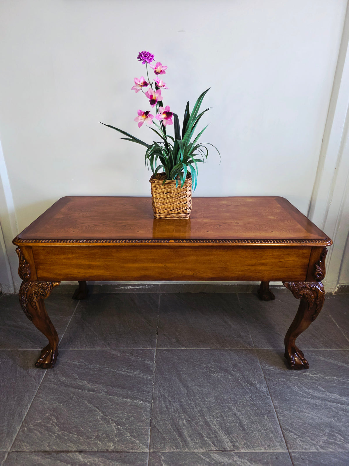 Chippendale Style Walnut Desk with Glass Top 🪶⚜️🕊️