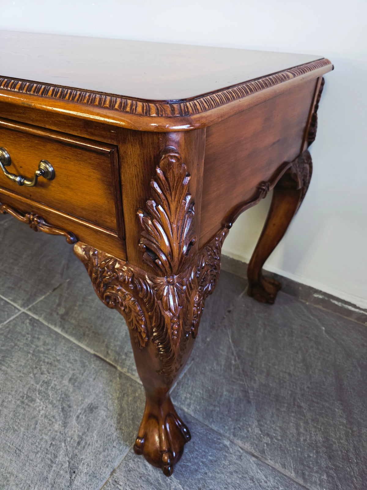 Chippendale Style Walnut Desk with Glass Top 🪶⚜️🕊️