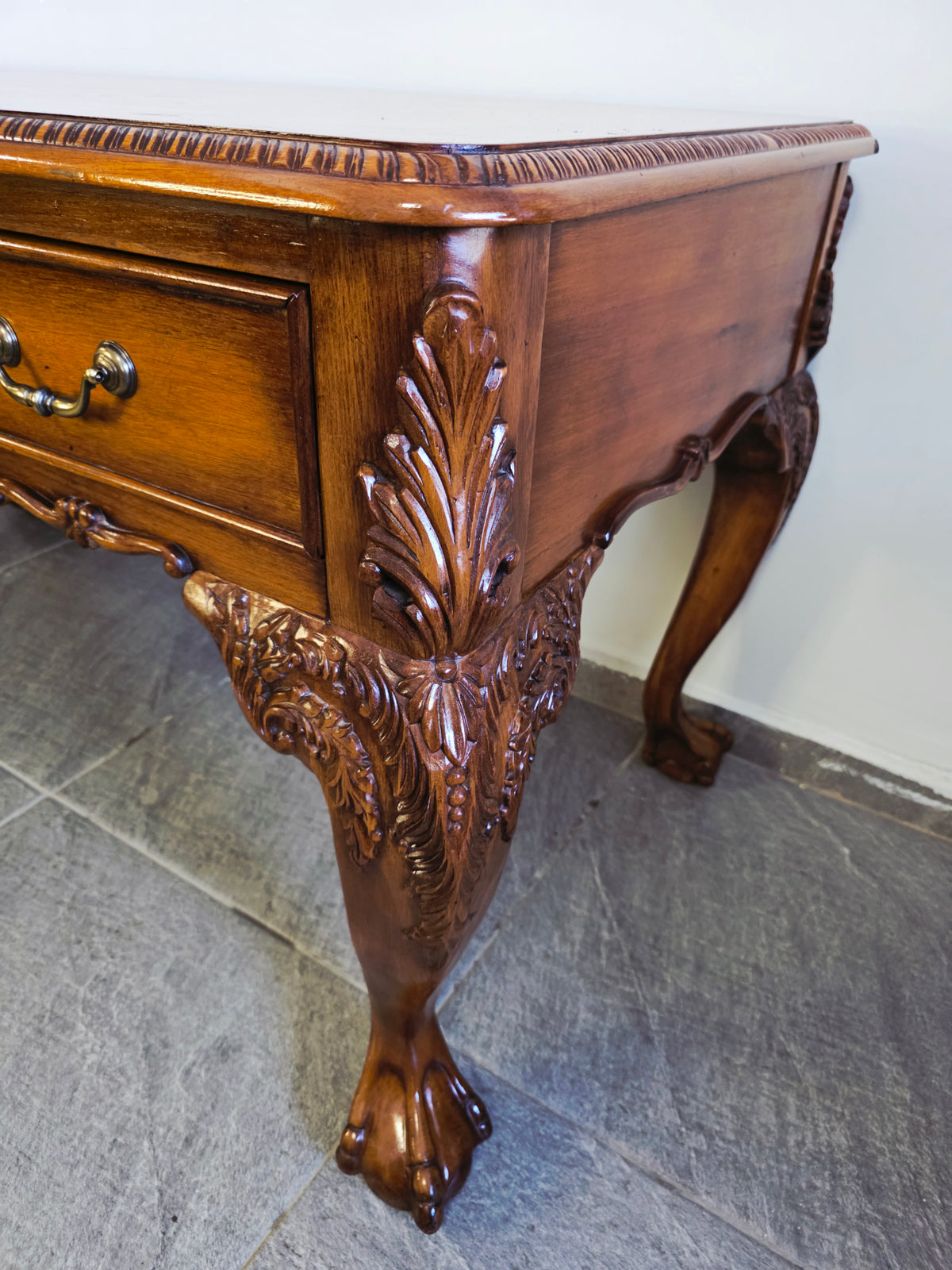 Chippendale Style Walnut Desk with Glass Top 🪶⚜️🕊️