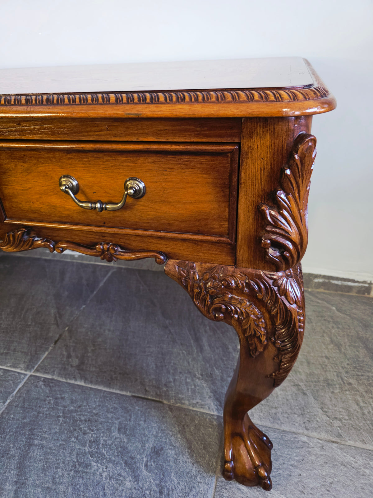 Chippendale Style Walnut Desk with Glass Top 🪶⚜️🕊️