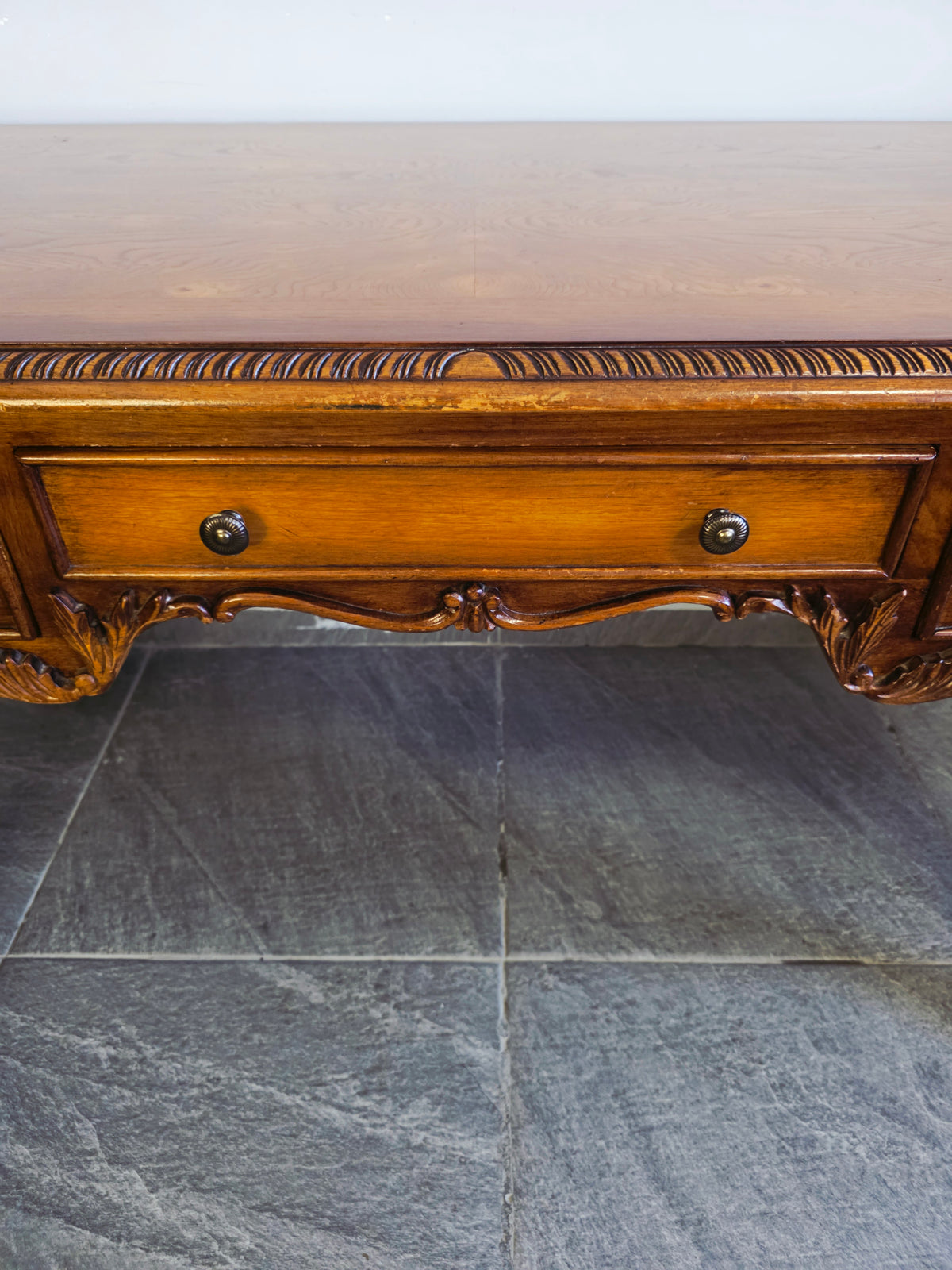 Chippendale Style Walnut Desk with Glass Top 🪶⚜️🕊️
