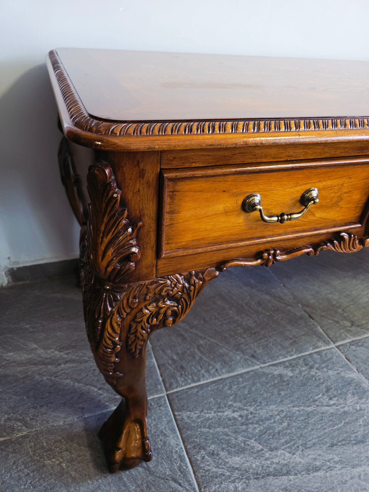 Chippendale Style Walnut Desk with Glass Top 🪶⚜️🕊️