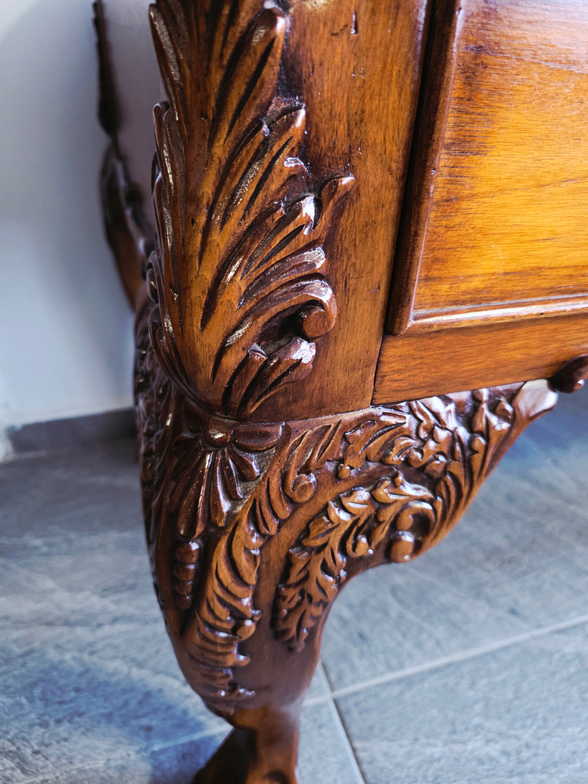 Chippendale Style Walnut Desk with Glass Top 🪶⚜️🕊️