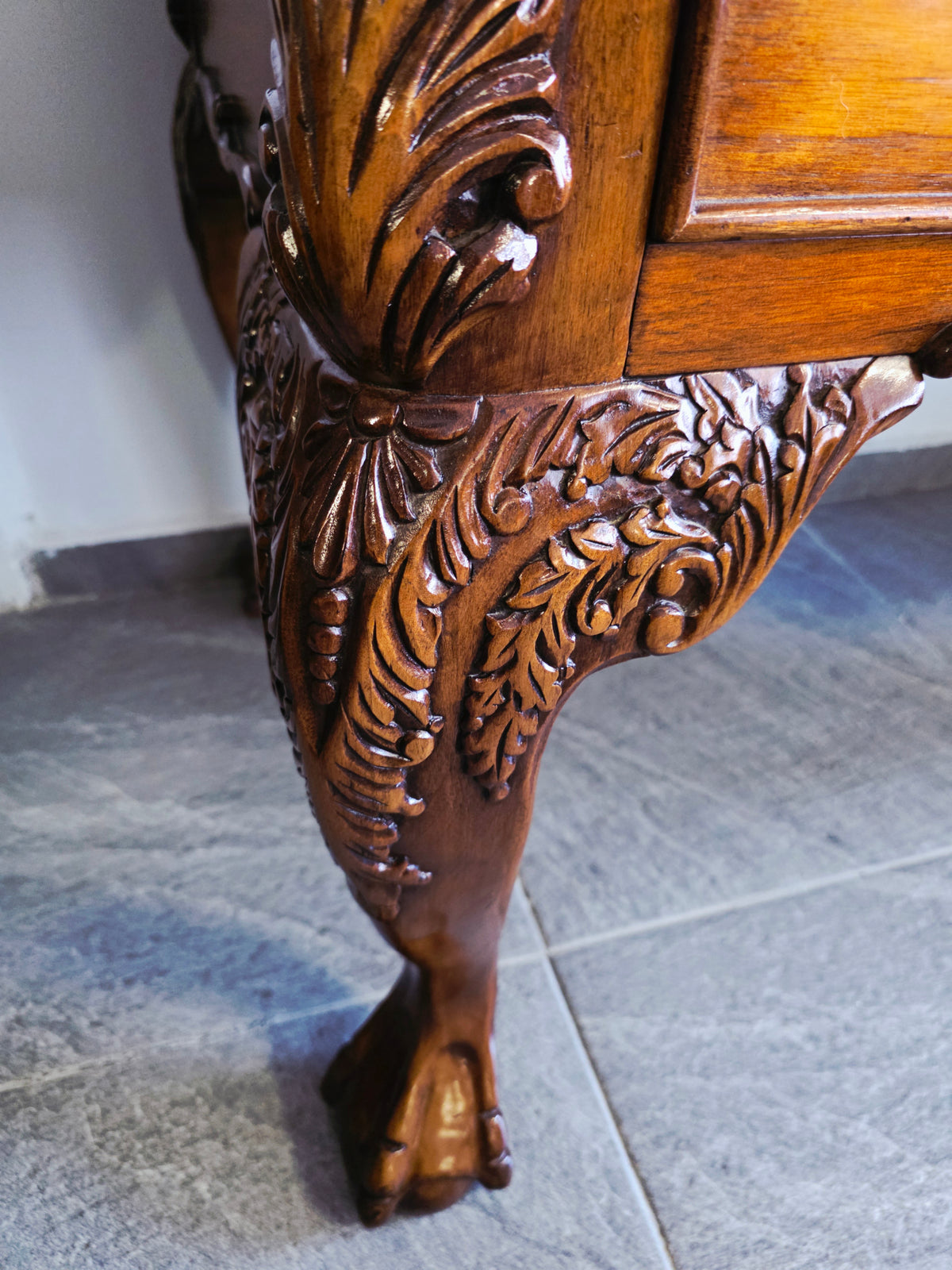 Chippendale Style Walnut Desk with Glass Top 🪶⚜️🕊️
