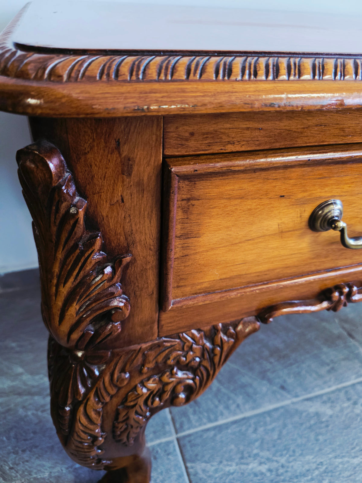 Chippendale Style Walnut Desk with Glass Top 🪶⚜️🕊️