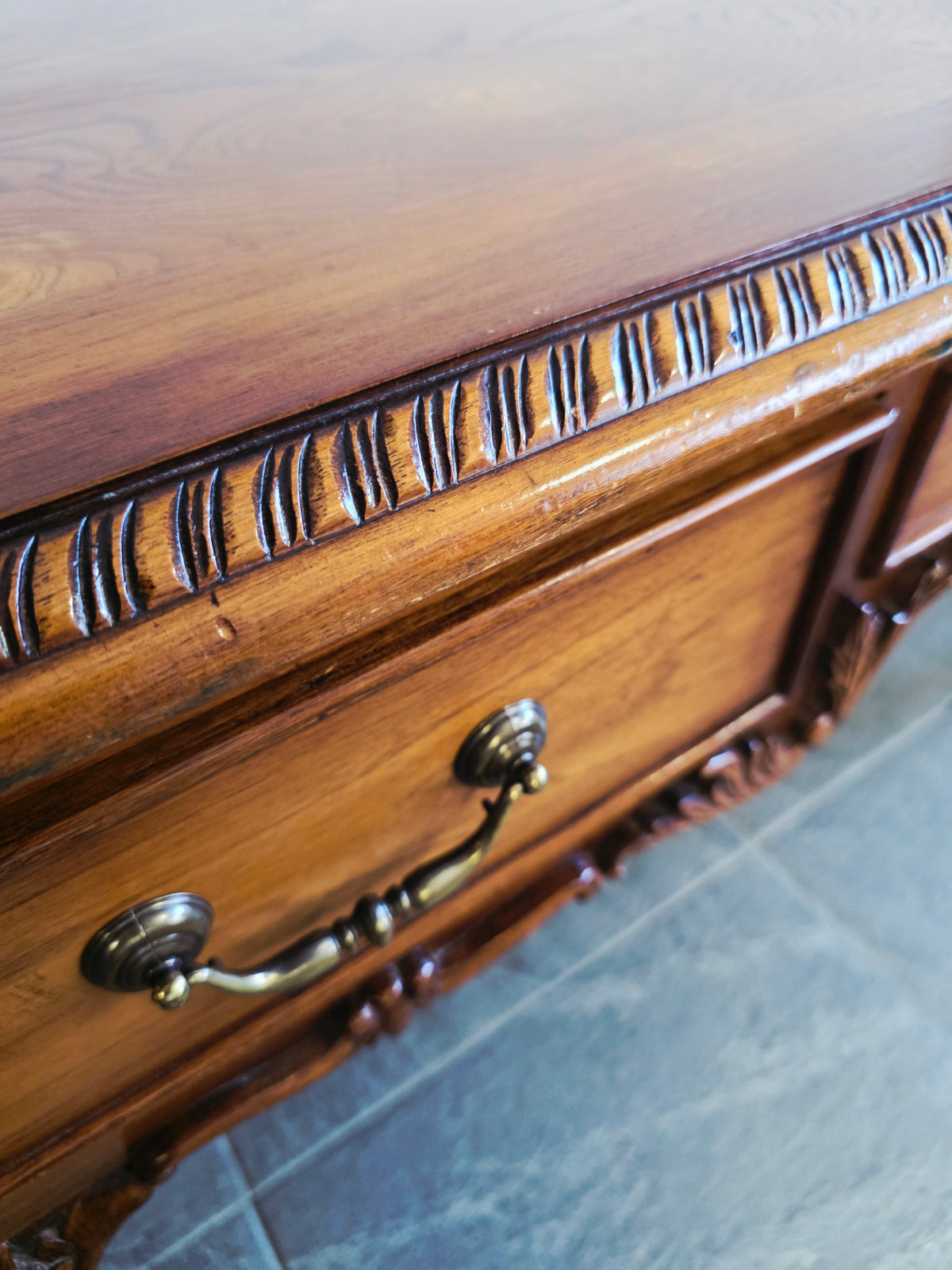 Chippendale Style Walnut Desk with Glass Top 🪶⚜️🕊️