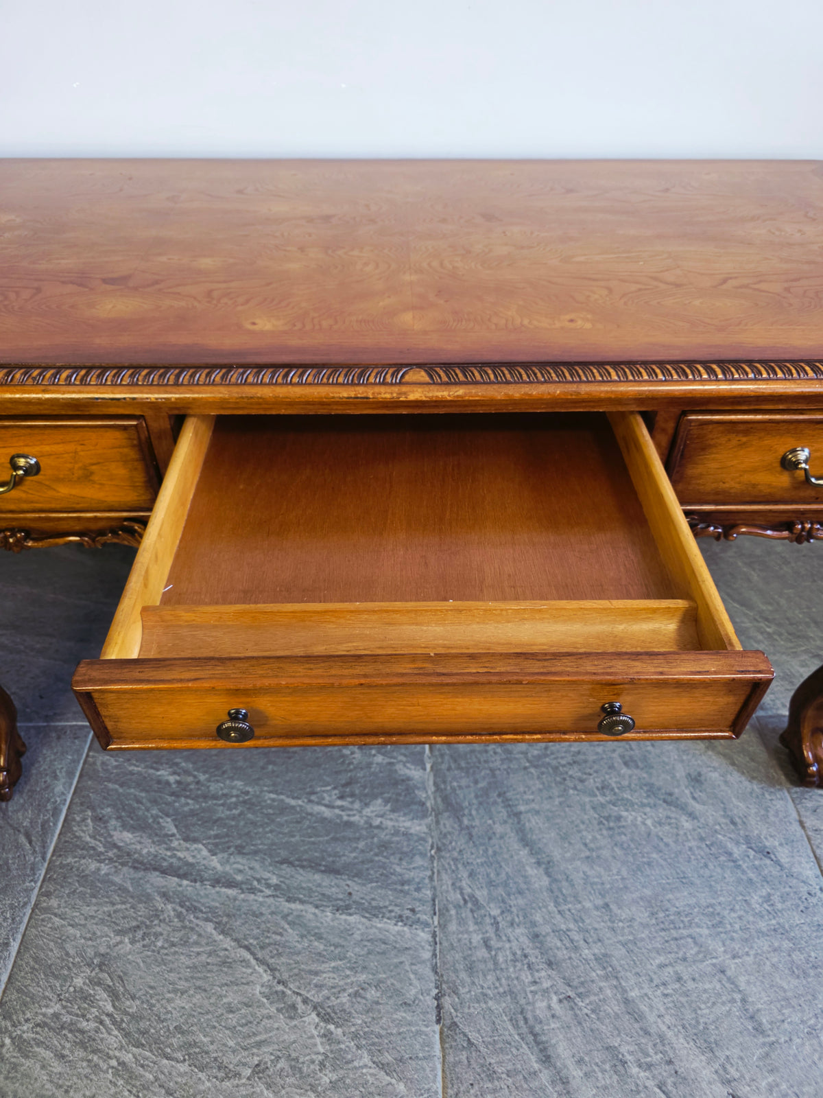 Chippendale Style Walnut Desk with Glass Top 🪶⚜️🕊️