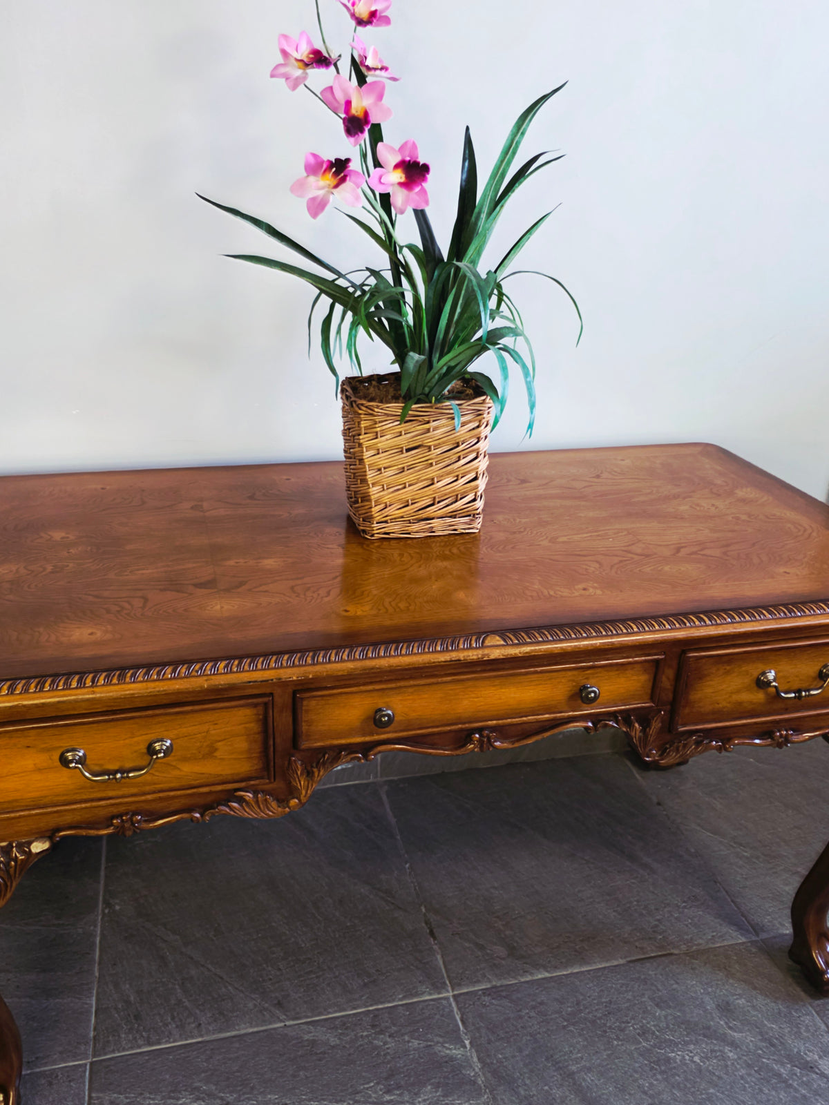 Chippendale Style Walnut Desk with Glass Top 🪶⚜️🕊️