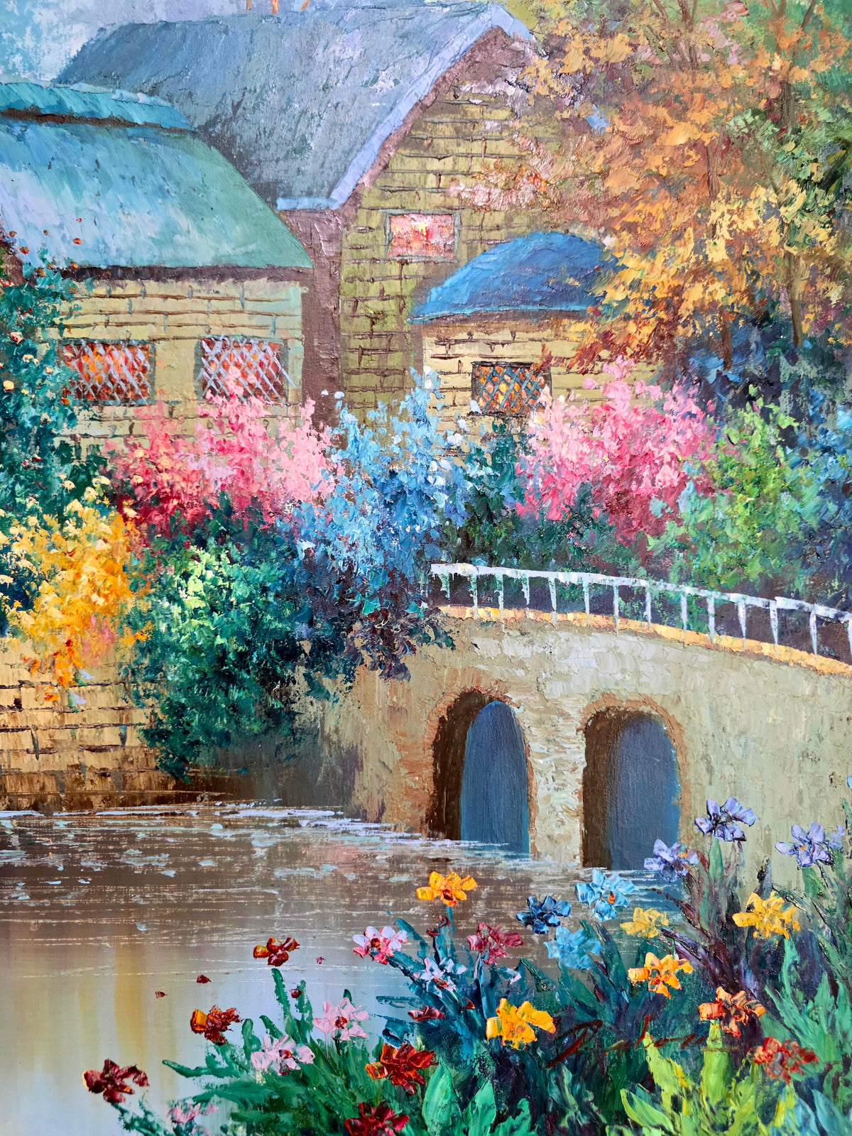 Cuadro de Paisaje con Casa Señorial – Pintura Original Firmada🌸🏛️🌸