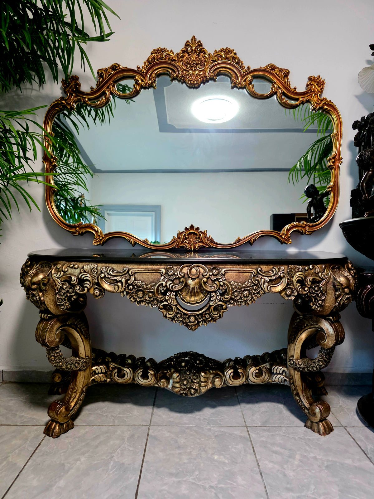 Espejo Diseño Esilo Barroco Guildan Mirror en Hoja de Oro🪞🏛️🌿