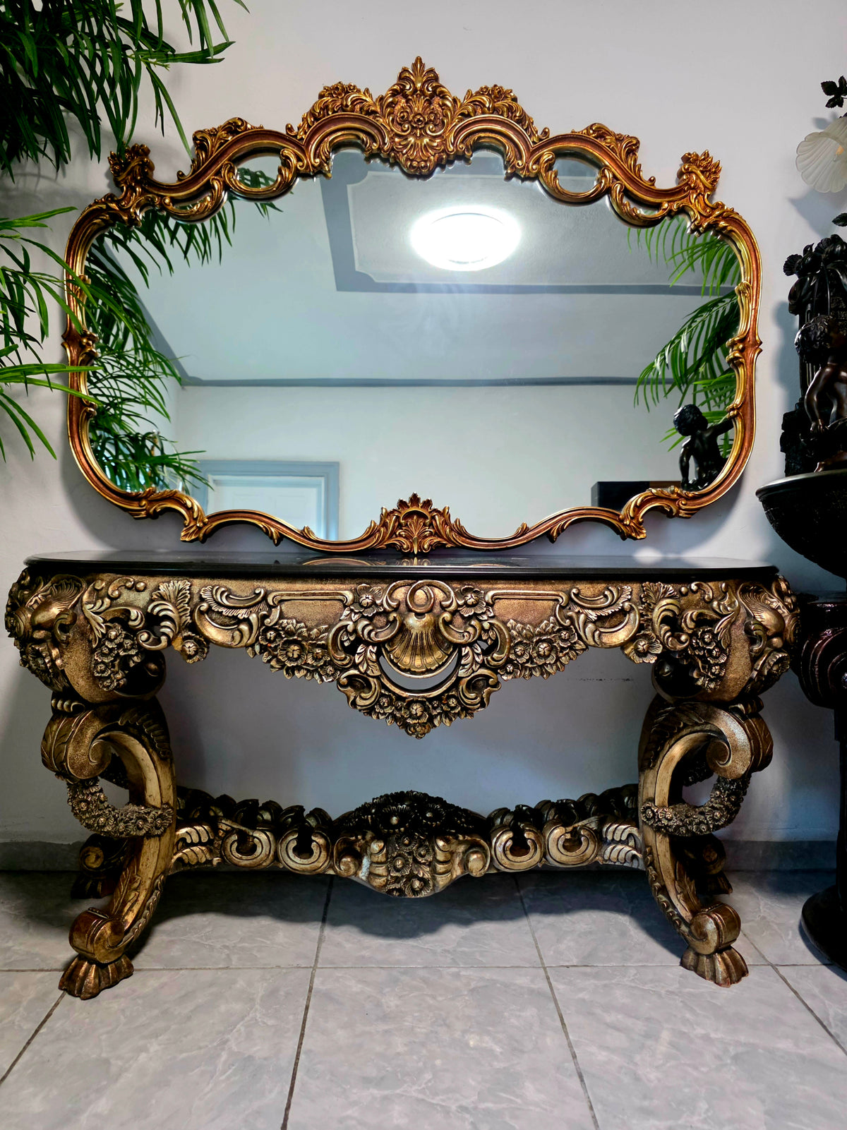 Espejo Diseño Esilo Barroco Guildan Mirror en Hoja de Oro🪞🏛️🌿