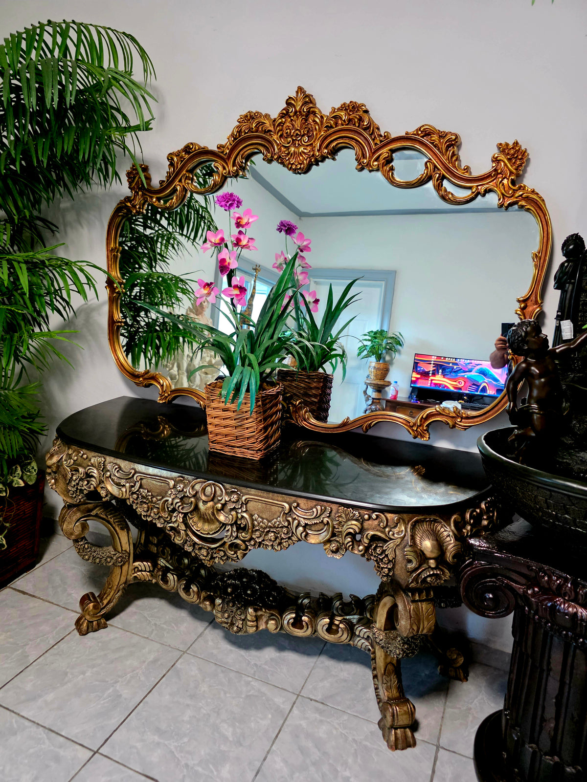 Espejo Diseño Esilo Barroco Guildan Mirror en Hoja de Oro🪞🏛️🌿
