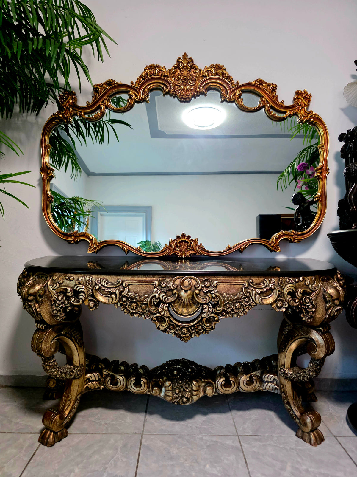 Espejo Diseño Esilo Barroco Guildan Mirror en Hoja de Oro🪞🏛️🌿