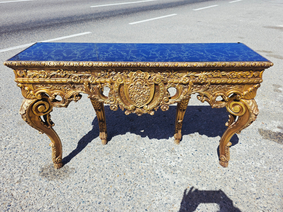 Carved Wooden Credenza with Black Marble Top – Timeless Baroque Elegance 🏛️🌟