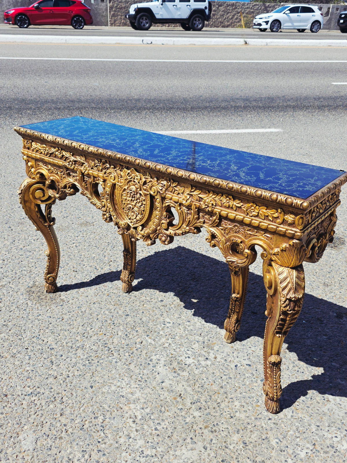 Carved Wooden Credenza with Black Marble Top – Timeless Baroque Elegance 🏛️🌟