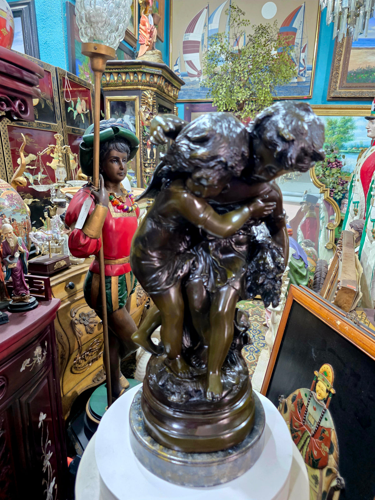 Escultura de Bronce, El Secreto, Firmada por Auguste Moreau 🕊️🌿