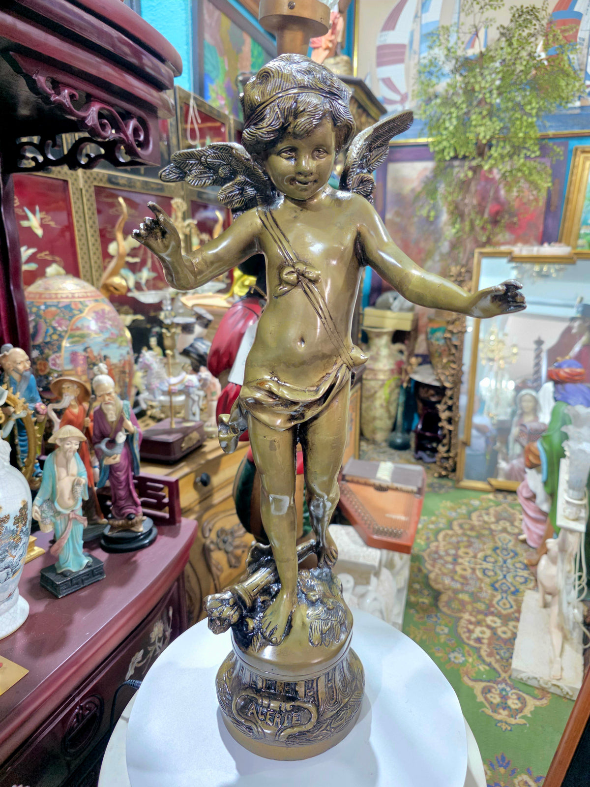 Escultura de Cupido en Bronce "ALERTE" | Estilo Neoclasico Europeo🕊️🌿