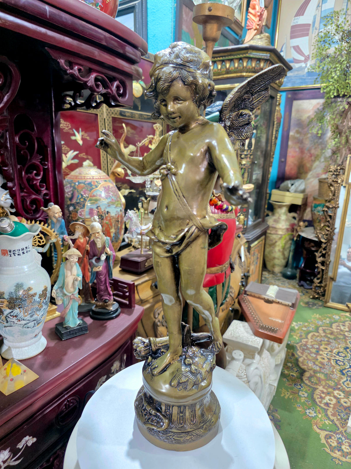 Escultura de Cupido en Bronce "ALERTE" | Estilo Neoclasico Europeo🕊️🌿
