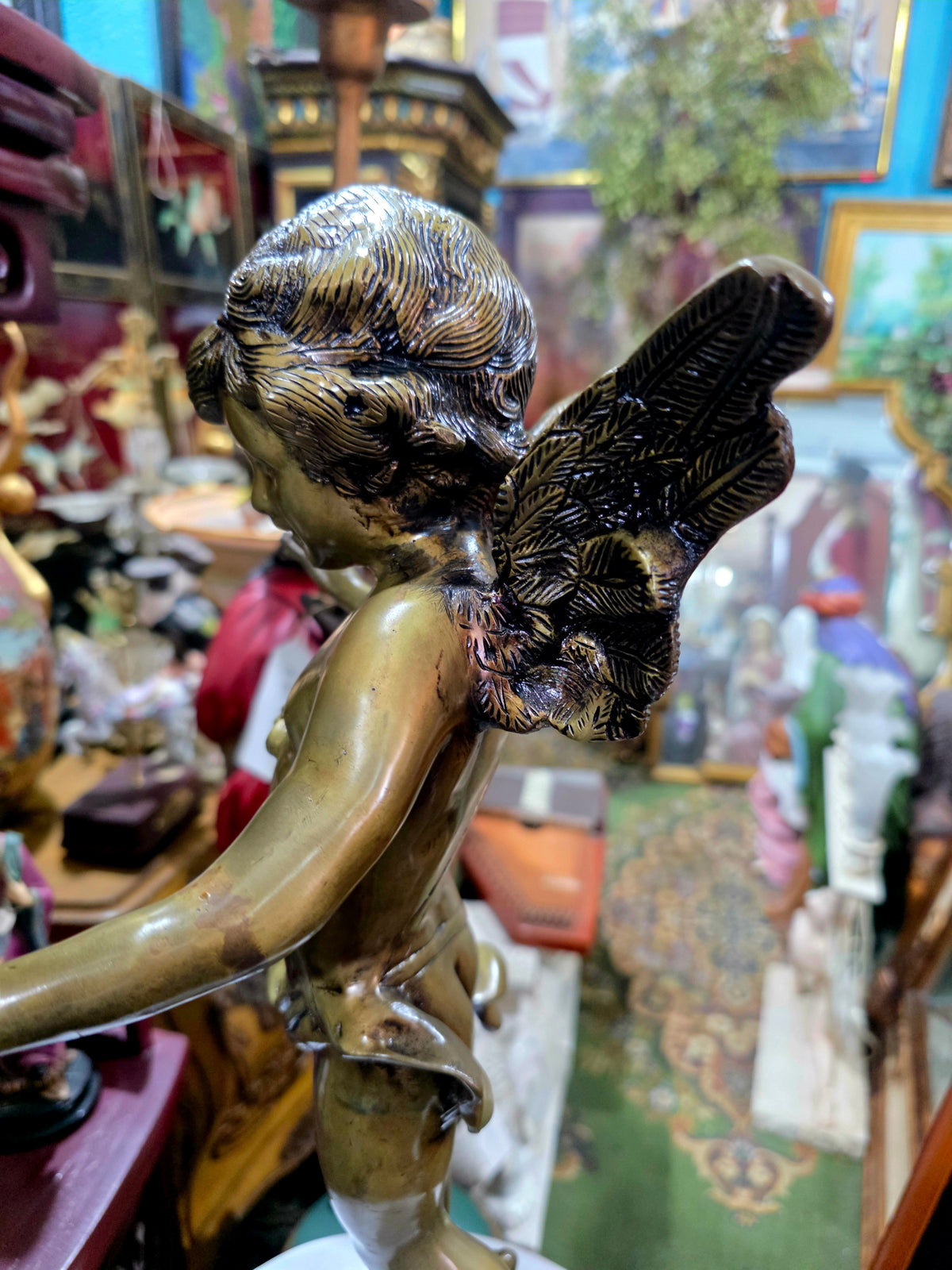 Escultura de Cupido en Bronce "ALERTE" | Estilo Neoclasico Europeo🕊️🌿