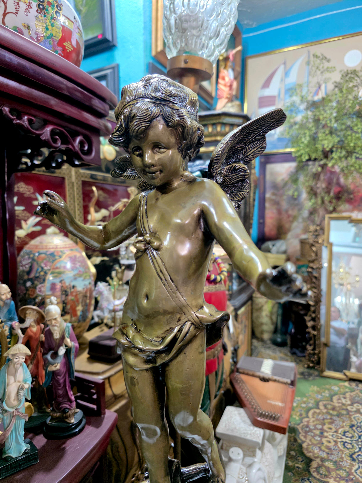 Escultura de Cupido en Bronce "ALERTE" | Estilo Neoclasico Europeo🕊️🌿