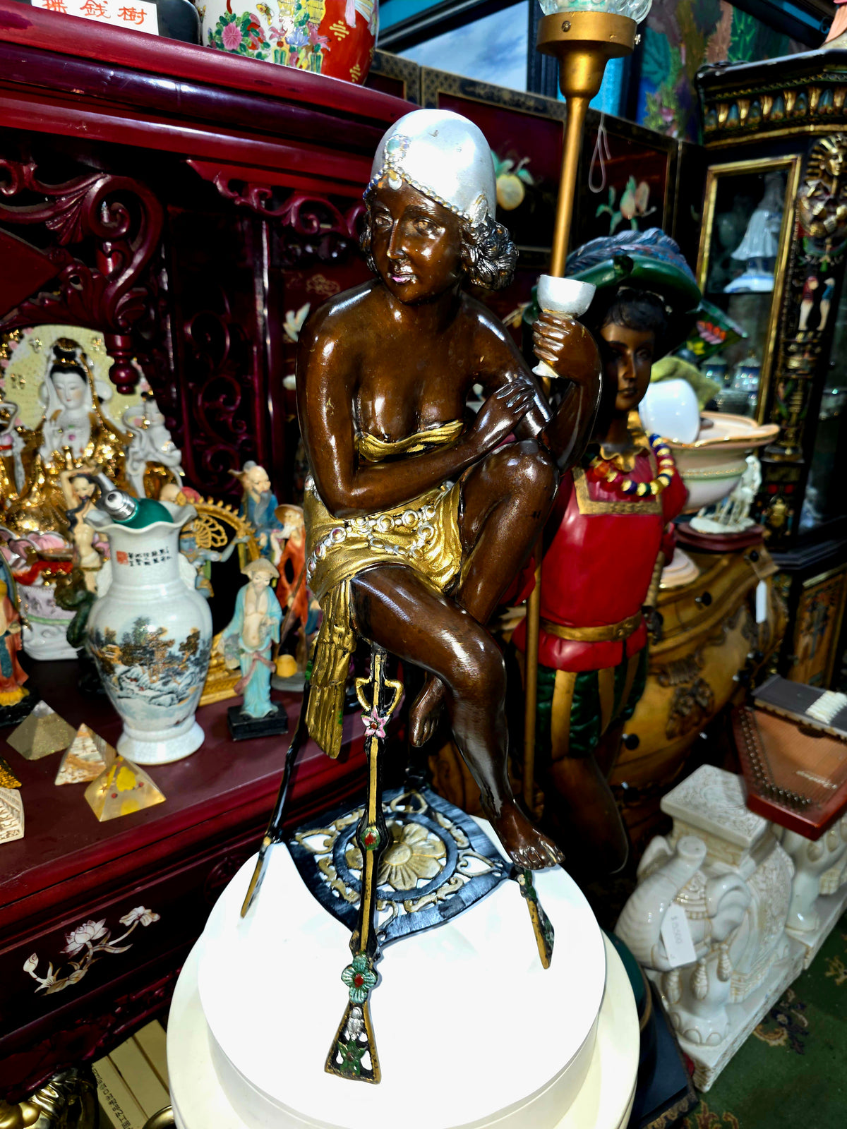 Par de Esculturas Art Deco en Bronce 🕊️🌿