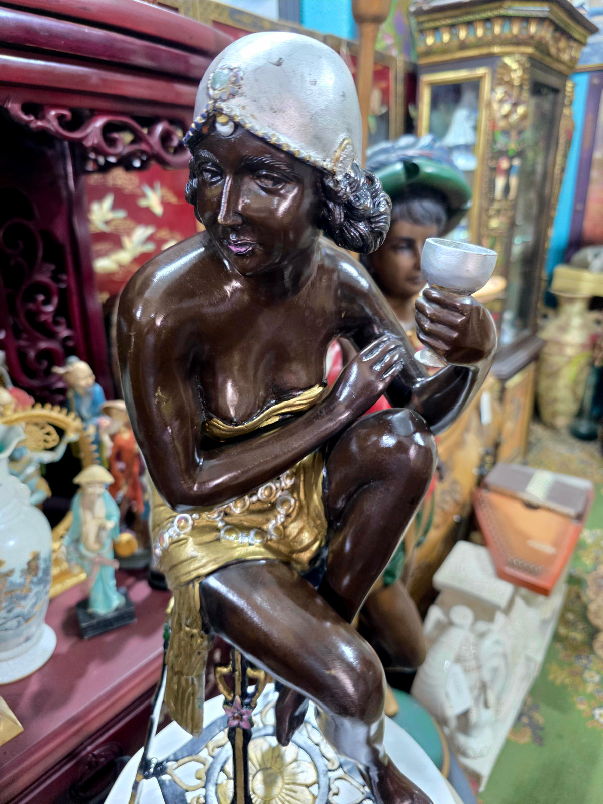 Par de Esculturas Art Deco en Bronce 🕊️🌿