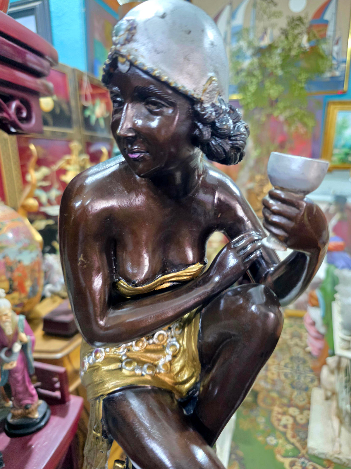 Par de Esculturas Art Deco en Bronce 🕊️🌿