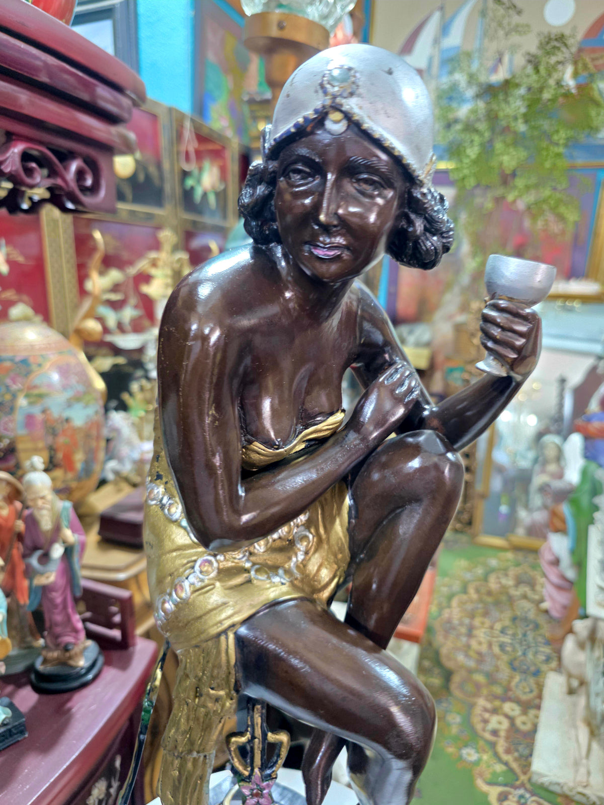 Par de Esculturas Art Deco en Bronce 🕊️🌿