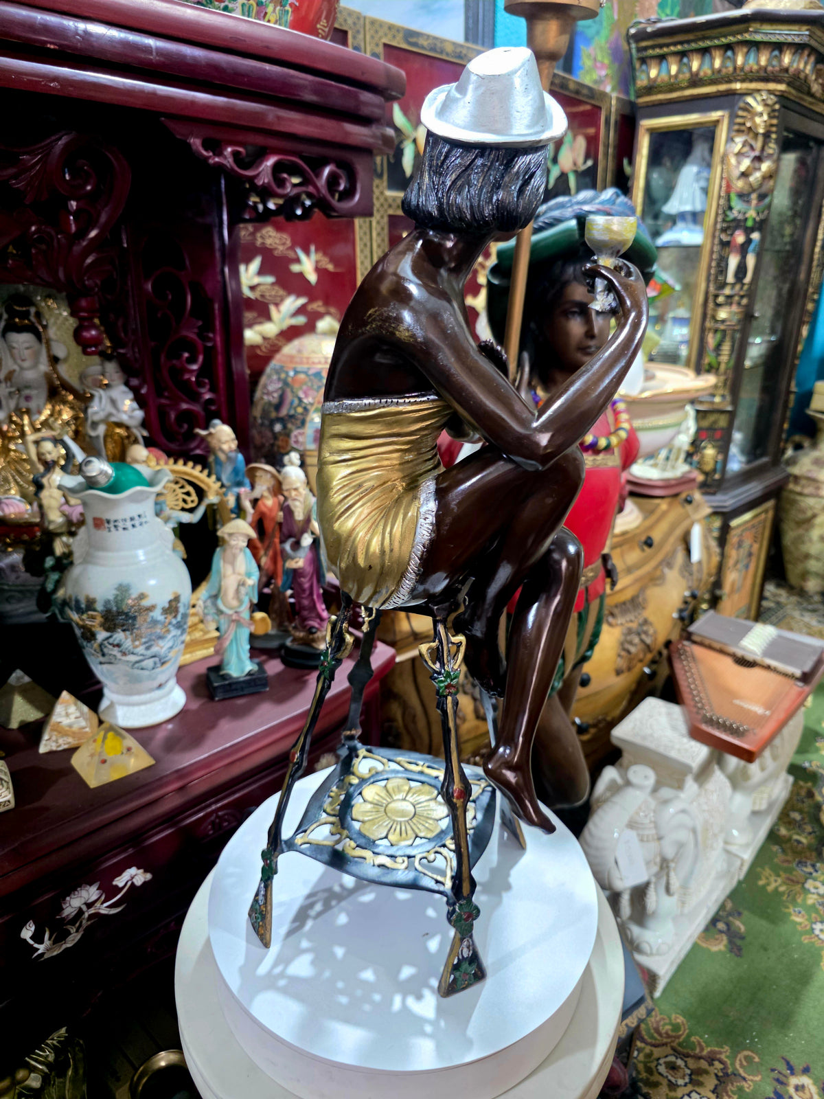 Par de Esculturas Art Deco en Bronce 🕊️🌿