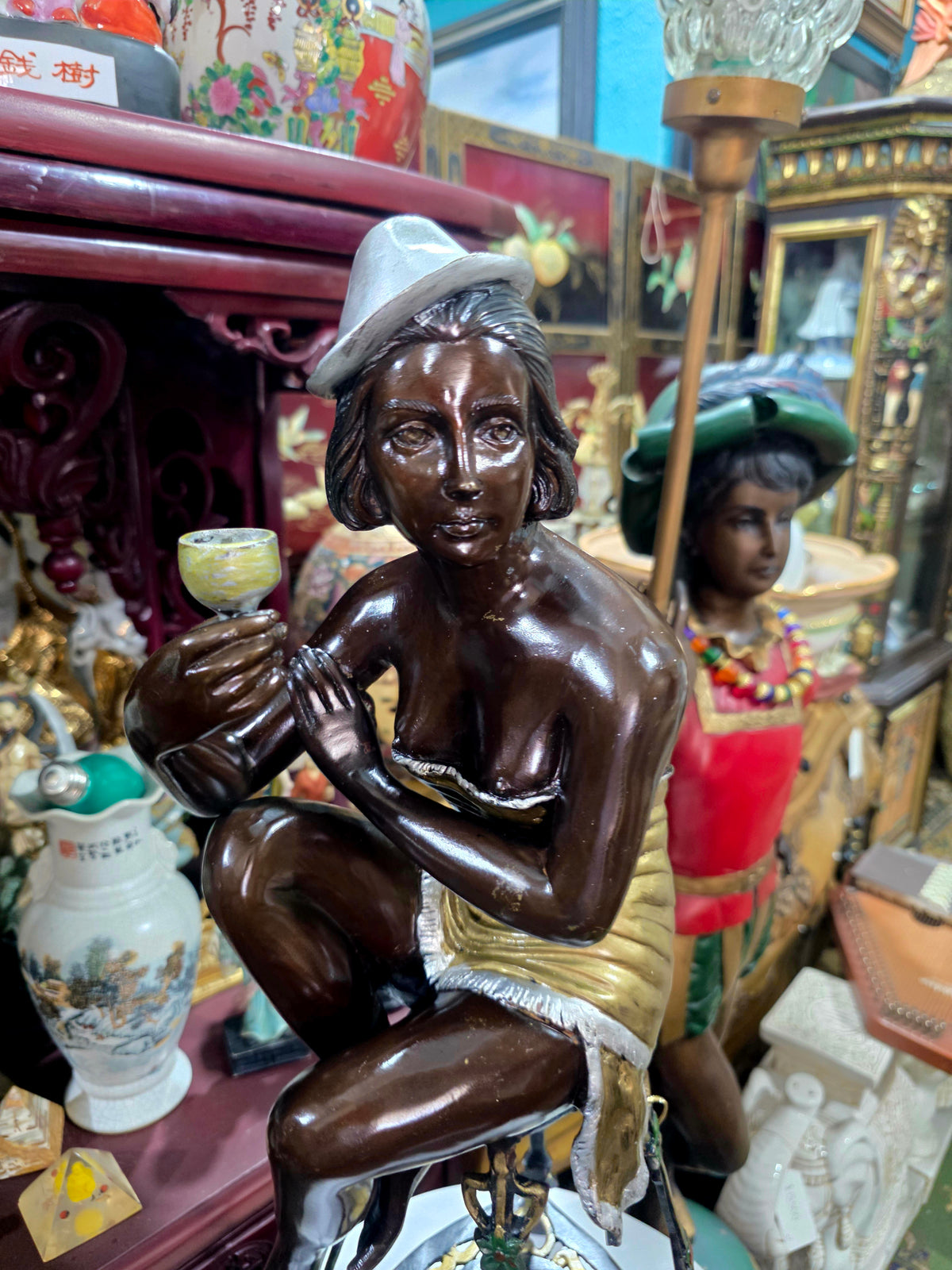 Par de Esculturas Art Deco en Bronce 🕊️🌿