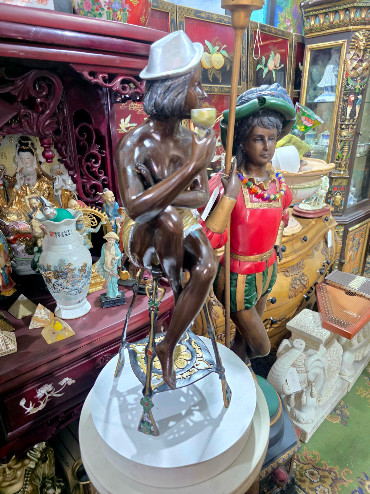 Par de Esculturas Art Deco en Bronce 🕊️🌿