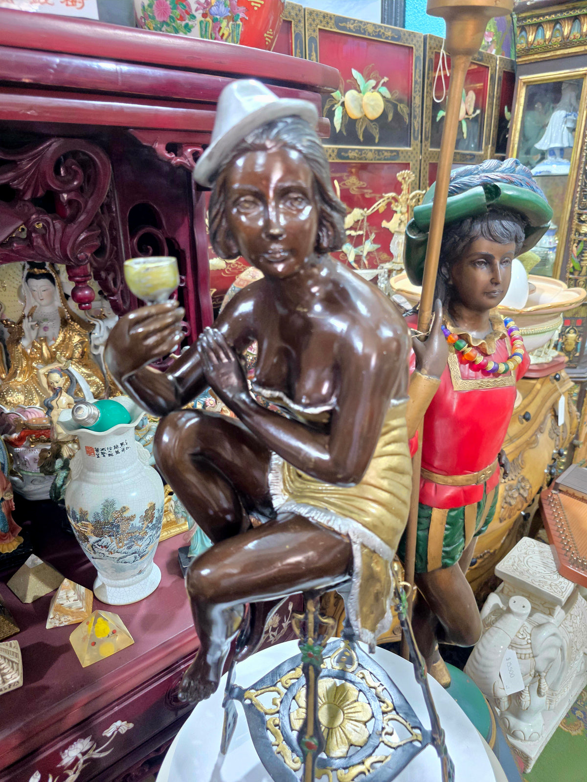 Par de Esculturas Art Deco en Bronce 🕊️🌿