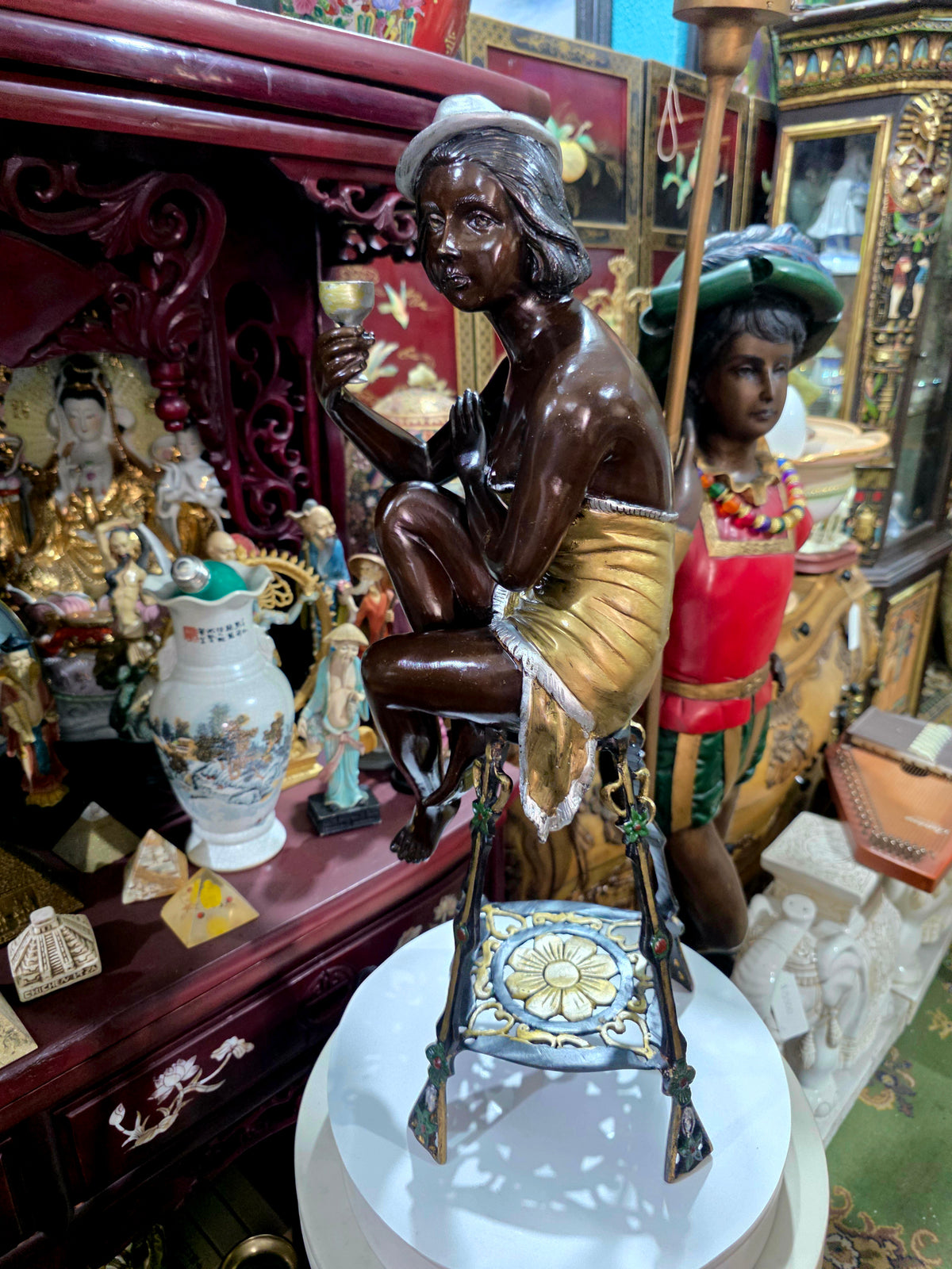 Par de Esculturas Art Deco en Bronce 🕊️🌿