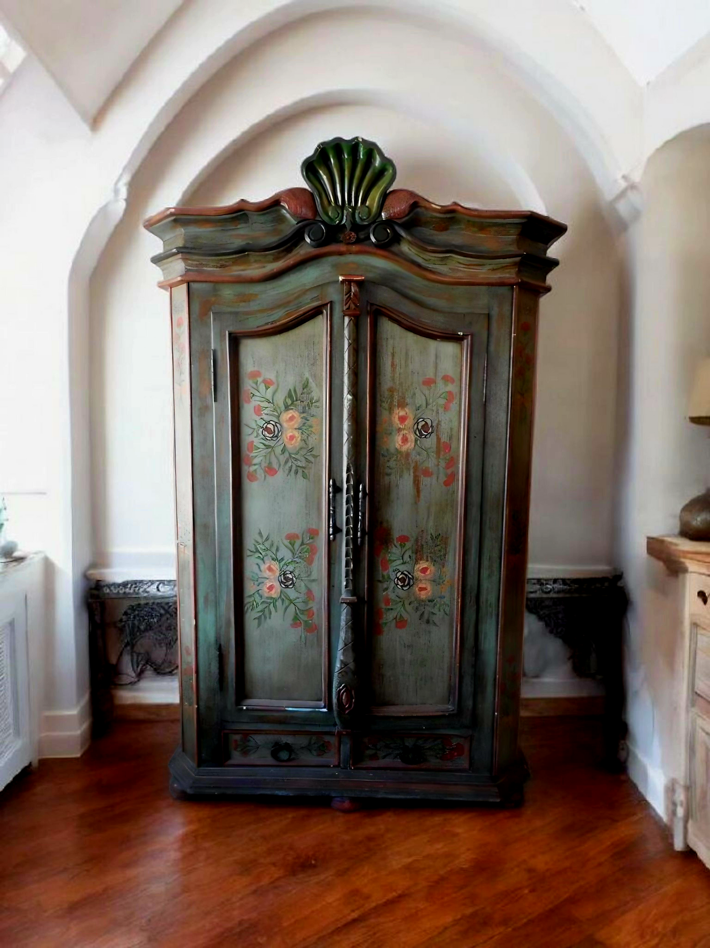 🌸 Polychrome Two-Door Wardrobe – Circa 1898, 127 Years of History 🎨